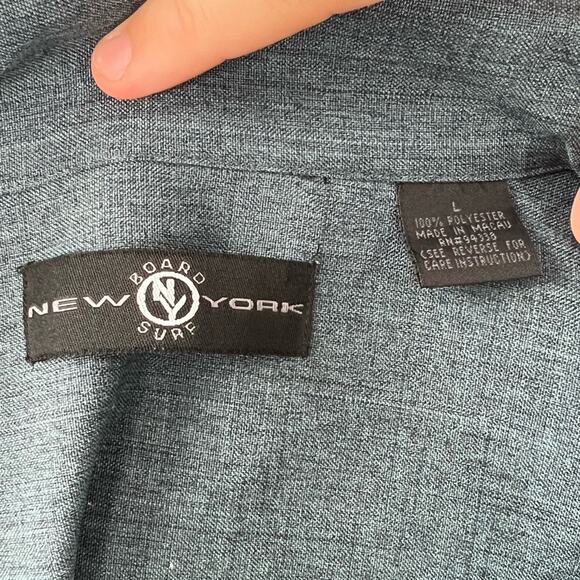 Vintage board surf New York men’s green button up short sleeve collared shirt - Picture 3 of 8